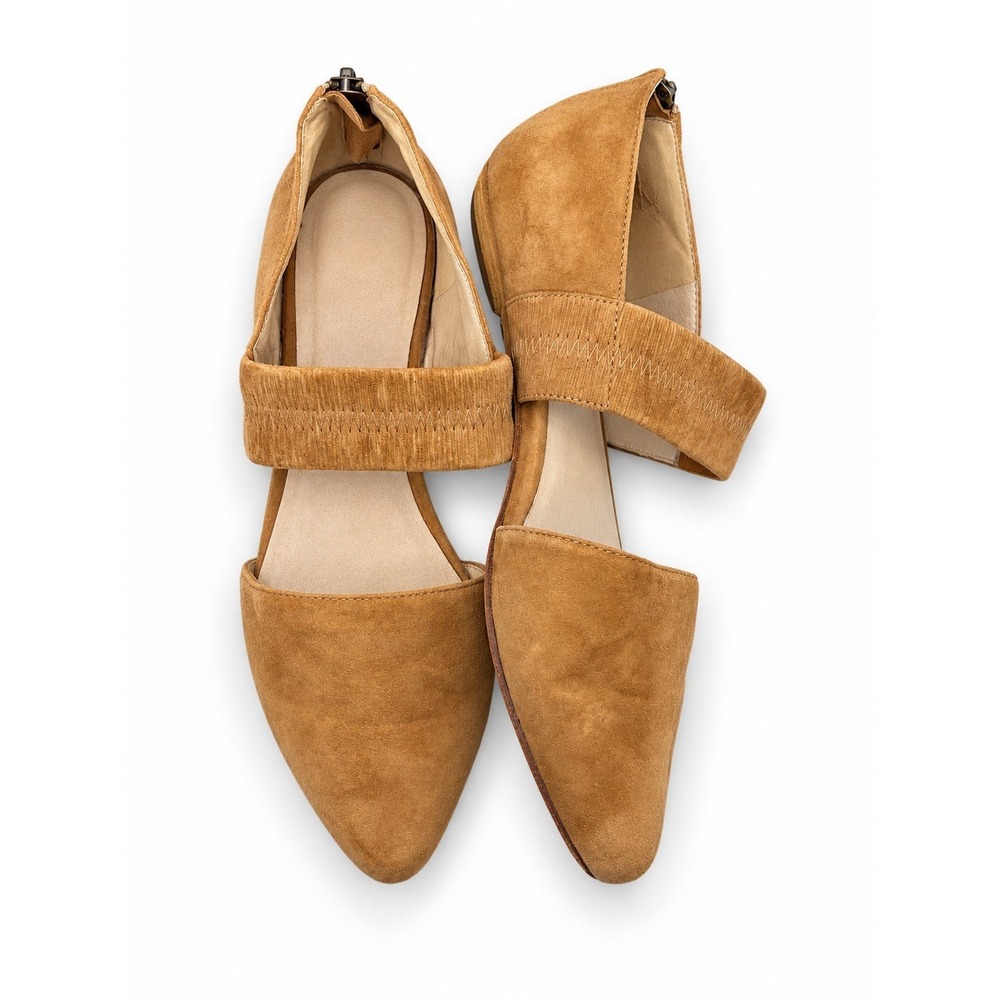 Eileen Fisher Tan Suede Pointed Toe Flats Neutral Classic Size 8.5